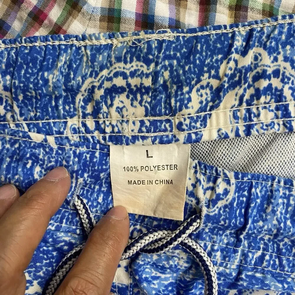 Peter Millar Men’s Swim Trunks Large Blue White Paisley Lined Beach Board Shorts